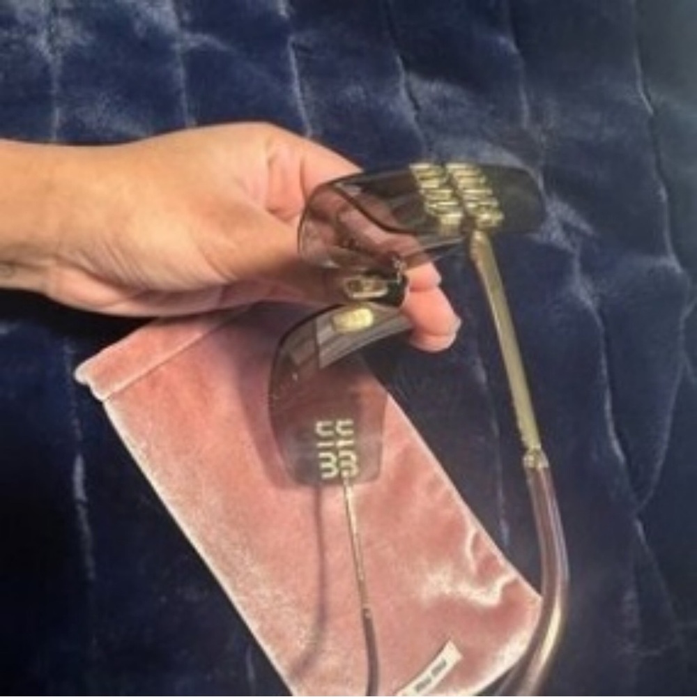Miu Miu Gold Sunglasses with Pink Tint - Picture 5 of 5